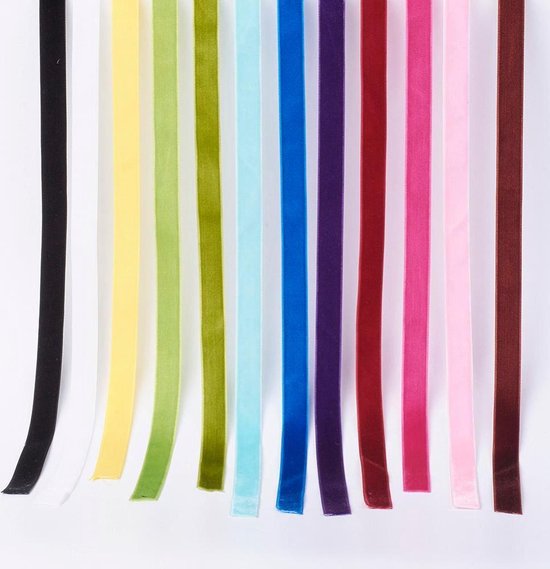 Bedienen Consumeren overloop velours lint (1 kant), verschillende kleuren, 15,9mm breed, 12 stuks van 1m  | bol.com