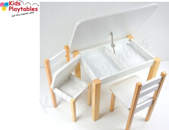 inval Er is een trend Manifesteren Kindertafel en stoeltjes van hout - 1 tafel en 2 stoelen voor kinderen -  met... | bol.com