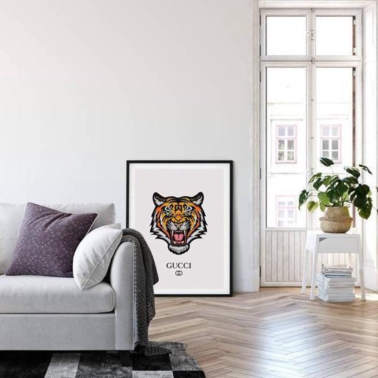 Cadre photo de luxe Gucci Tiger 52,5 x 72,5 cm | Peinture Gucci |  Décoration murale... | bol