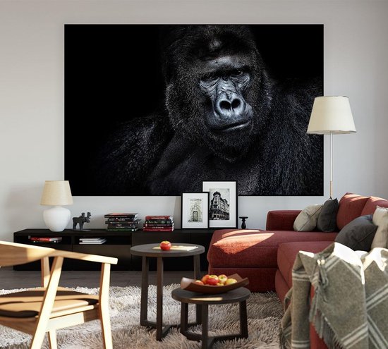 Silverback gorilla op zwarte achtergrond - Foto op Akoestisch paneel - 120  x 80 cm | bol.com
