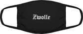 Zwolle mondkapje | gezichtsmasker | bescherming | bedrukt | logo | Zwart mondmasker van katoen, uitwasbaar & herbruikbaar. Geschikt voor OV