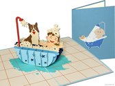 Popcards cartes contextuelles - enfant garçon chien anniversaire amitié félicitation Enfants carte de voeux popup