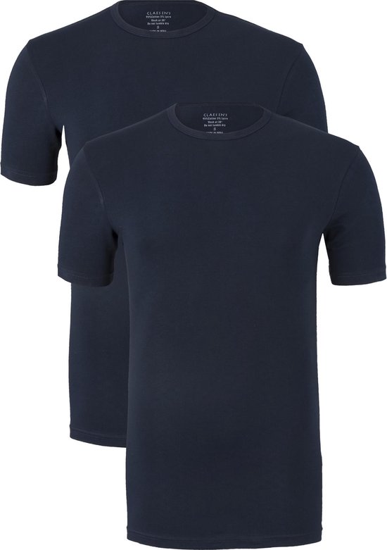 Claesen's Basics T-shirts (2-pack) - heren T-shirts O-hals - blauw - Maat: L