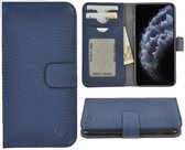 iPhone 11Pro  hoesje - Bookcase - Portemonnee Hoes Delux Echt leer Wallet case Blauw