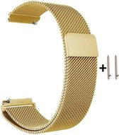 22mm Milanees Bandje Goud Kleurig voor (zie compatibele modellen) Samsung, LG, Asus, Pebble, Huawei, Cookoo, Vostok en Vector - magneetsluiting – Milanese RVS Armband Blauw - Gear S3 - Zenwatch - Gold colored -