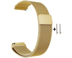22mm Milanees Bandje Goud Kleurig voor (zie compatibele modellen) Samsung, LG, Asus, Pebble, Huawei, Cookoo, Vostok en Vector - magneetsluiting – Milanese RVS Armband Blauw - Gear S3 - Zenwatch - Gold colored -