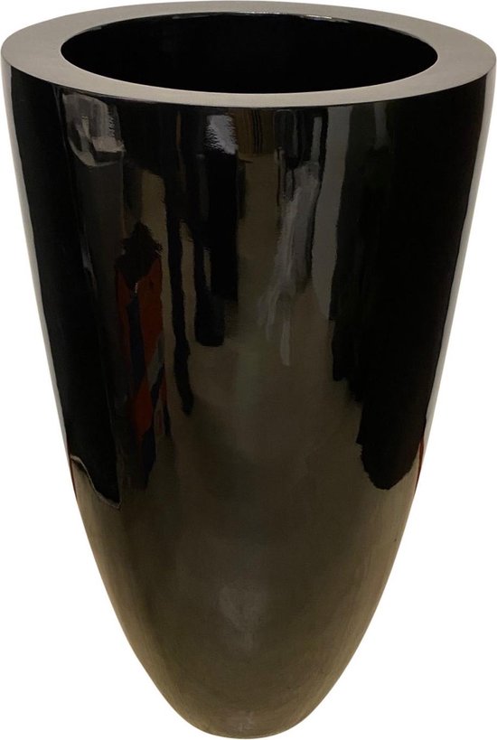 Uitstekend Penelope Paard bloempot fiberstone hoogglans zwart hoog 90cm voor binnen en buiten |  bol.com