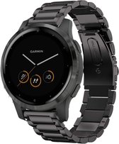 Stalen Smartwatch bandje - Geschikt voor  Garmin Vivoactive 4s stalen band - 40mm - zwart - Horlogeband / Polsband / Armband