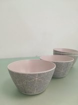 Kommen kunststof - wit met patroon - 5 stuks