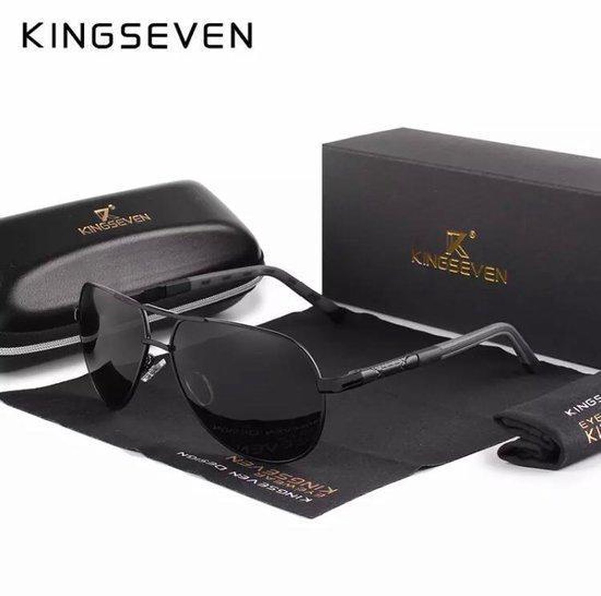 Kingseven Zwart - Gepolariseerd - Zonnebril Heren - Sunglasses - Zomertrend - KINGSEVEN K7