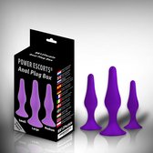 Power Escorts Anal Plug Box - Anale Butt Plugs 3-Pack - Siliconen - Paars