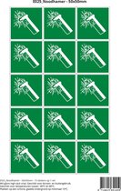 Pictogram sticker E025 Noodhamer - 50x50mm 15 stickers op 1 vel