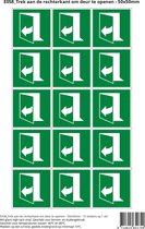 Pictogram sticker E058 Trek aan de rechterkant om deur te openen - 50x50mm 15 stickers op 1 vel