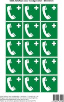 Pictogram sticker E004 Telefoon voor noodgevallen - 50x50mm - 15 stickers op 1 vel