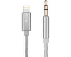 AvJ Aux Kabel - Auto iPhone - Iphone Aux - kabel auto - iPad iPod - iPhone Lightning - 3.5 mm - 1 Meter - Wit Nylon