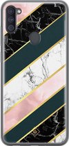 Samsung A11 hoesje siliconen - Marmer strepen | Samsung Galaxy A11 case | multi | TPU backcover transparant