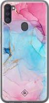 Samsung A11 hoesje siliconen - Marmer blauw roze | Samsung Galaxy A11 case | multi | TPU backcover transparant