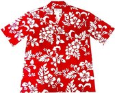 Hawaii Shirt - Blouse - Hemd "Hawaii Bloemen Rood" - 100% Katoen - Aloha Shirt - Heren - Made in Hawaii Maat L