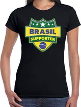 Brasil supporter schild t-shirt zwart voor dames - Brazilie landen t-shirt / kleding - EK / WK / Olympische spelen outfit M
