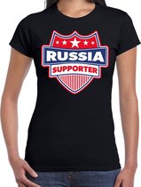 Russia supporter schild t-shirt zwart voor dames - Rusland landen t-shirt / kleding - EK / WK / Olympische spelen outfit S
