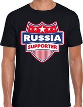 Russia supporter schild t-shirt zwart voor heren - Rusland landen t-shirt / kleding - EK / WK / Olympische spelen outfit 2XL