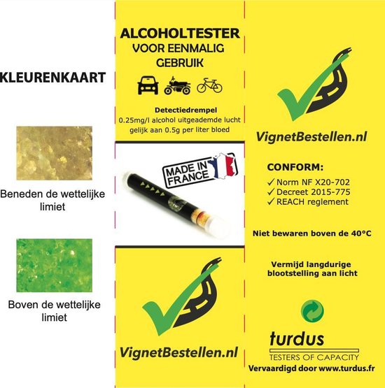 Set Alcoholtesters Frankrijk (2 stuks) - Voldoet aan de verplichte NF certificering