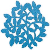 Takjes en bladeren vilt onderzetter - Lichtblauw - 6 stuks - ø 9,5 cm - Tafeldecoratie - Glas onderzetter - Cadeau - Woondecoratie - Woonkamer - Tafelbescherming - Onderzetters Voor Glazen - Keukenbenodigdheden - Woonaccessoires - Tafelaccessoires