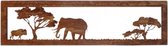 Olifant en Buffel metalen wanddecoratie tuindecoratie