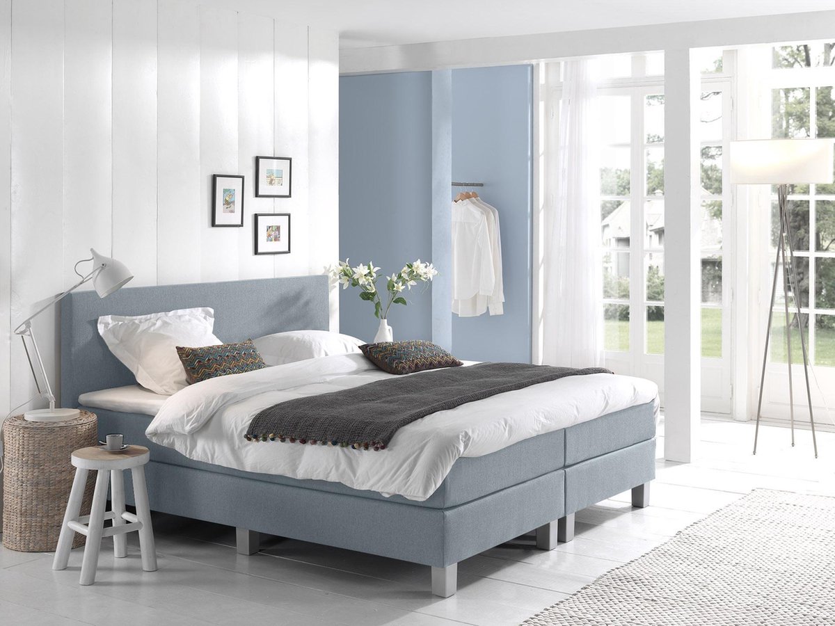 Anno 1588 VEDO Boxspringset - Pocketvering - Luxe Topper - Inclusief Dekbed en Kussens - IJsblauw - 140x200 cm