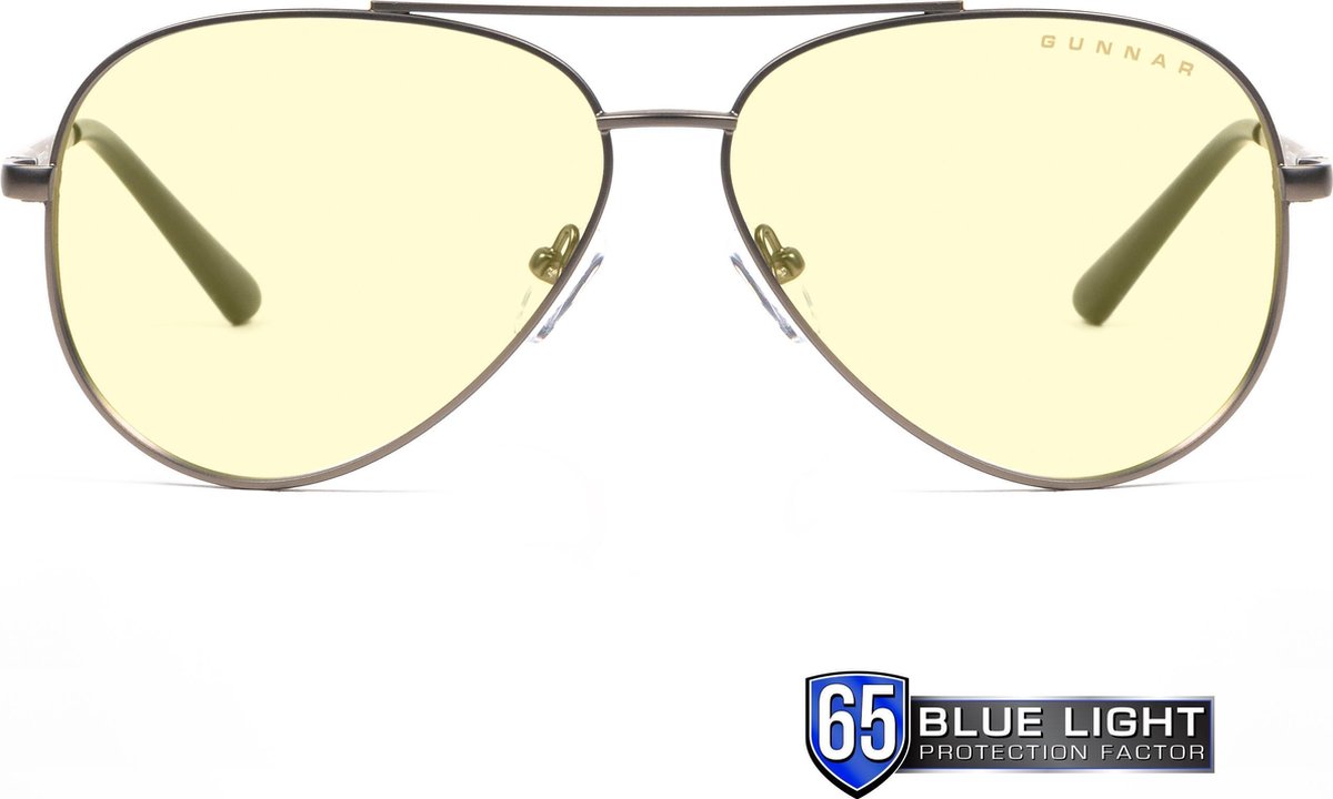 GUNNAR Gaming- en Computerbril - Maverick, Gunmetal Frame, Amber Tint - Blauw Licht Bril, Beeldschermbril, Blue Light Glasses, Leesbril, UV Filter