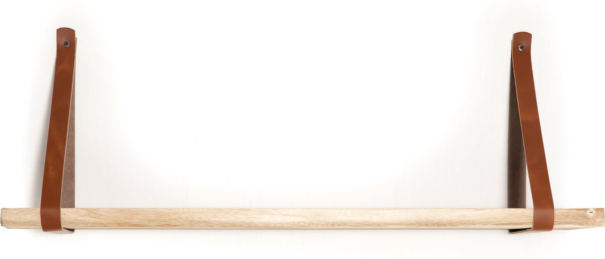 Tall Men Standing TMS Wandplank Suar Hout | 160 cm | incl. Bruine Leren Dragers – Duurzaam – Stijlvol