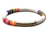 Sorprese - armband dames - kralen - 1 snoer - wit - goud - diverse kleuren - Bohemian - Boho - Ibiza - 19 cm - X - Moederdag - Cadeau