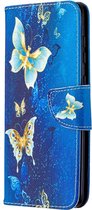 Goud vlinder agenda wallet book case hoesje Telefoonhoesje geschikt voor Samsung Galaxy A21s
