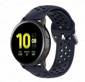 Samsung Galaxy Watch 41mm / 42mm siliconen bandje met gaatjes - donkerblauw + glazen screen protector