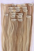Clip in extensions human hair straight 16"40cm kleur 12/613