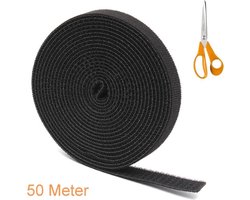 Klittenband Kabelbinder Rol 50 m – 1 cm Breed – Kabel Organizer Zwart