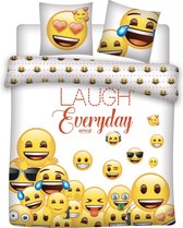 Emoji Dekbedovertrek Laugh Everyday - Lits Jumeaux - 240 x 220 cm - Wit