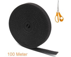 Klittenband Kabelbinder Rol 100 m – 1 cm Breed – Kabel Organizer Zwart