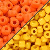 Rocailles - 4mm, 6/0 - 2x20 gram - geel  & oranje