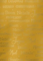 Gouden Kerst papier Merry Christmas- Breedte 60 cm - m lang - Breedte 60  cm