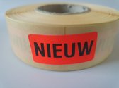 Sticker met "Nieuw" erop - Formaat: 40 x 20 mm - Materiaal: rood radiant