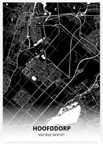 Hoofddorp plattegrond - A4 poster - Zwarte stijl