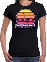 California boys zomer t-shirt / shirt California boys make me happy voor dames - zwart - California party / vakantie outfit / kleding/ feest shirt S