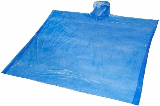 6x stuks wegwerp regenponcho blauw voor volwassenen - Merkloos