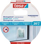 3x Tesa dubbelzijdig montagetape op rol transparant extra sterk 5 meter - Klusmateriaal - Huishoudartikelen - Tesa Powerbond - Montagetape - Extra sterk - Dubbelzijdig tape