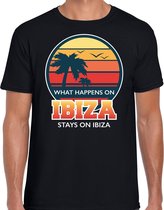 Ibiza zomer t-shirt / shirt What happens in Ibiza stays in Ibiza voor heren - zwart - Ibiza party / vakantie outfit / kleding/ feest shirt 2XL