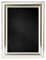Zwart Krijtbord met Houten Lijst - Zilver - 76 x 106 cm - Lijstbreedte: 30 mm - Halfrond