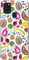 Casetastic Samsung Galaxy A21s (2020) Hoesje - Softcover Hoesje met Design - Tropical Fruits Print