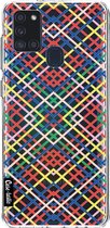 Casetastic Samsung Galaxy A21s (2020) Hoesje - Softcover Hoesje met Design - Weave Pattern Print