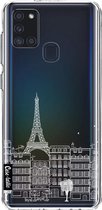 Casetastic Samsung Galaxy A21s (2020) Hoesje - Softcover Hoesje met Design - Paris City Houses White Print